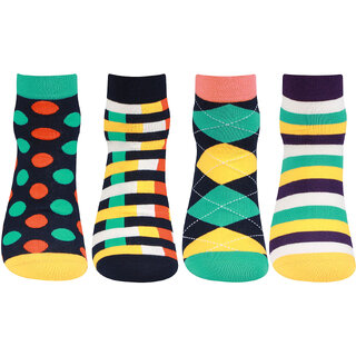                       Bonjour Mens Bold Ankle multi pack multicolor sock pack of 4                                              