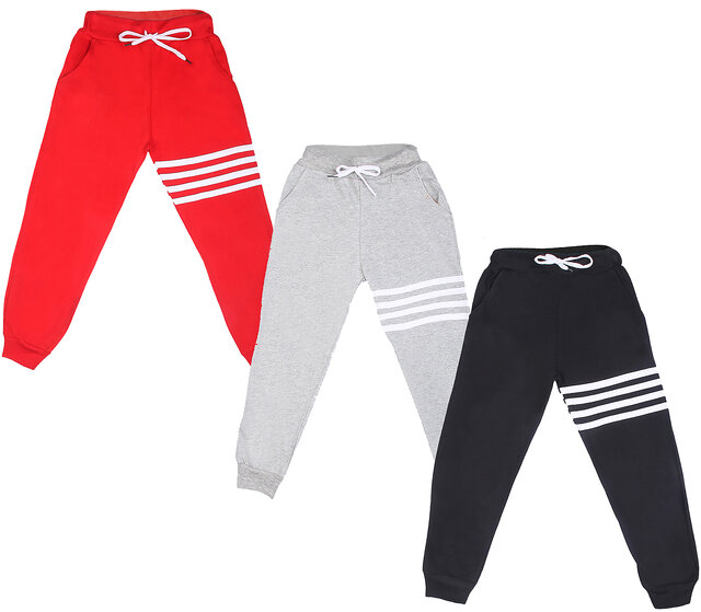 Buy AMNOUR Boys and Girls Black Solid Cotton Track Pants 4 to 5