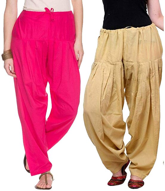 Buy That Trendz Women's Regular Fit Viscose Patiala Pants Pack of 2 Combo  Black Dark Skin XXX-Large : Amazon.in: Fashion