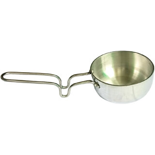 Aluminium Heavy Weighted Tadka Pan with Stainless Steel Handle (Silver) Pack of 1 Pcs.