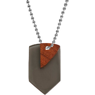                       M Men Style Pentagon Shaped  Charm Geometric Modern Jewellery  Grey  Acrylic Wood Pendant  Chain                                              