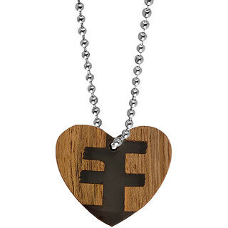                       M Men Style Heart Shape  Wood Resin  Jewelry Natural  Wooden  Grey  Acrylic Wood  Pendant  Chain                                              