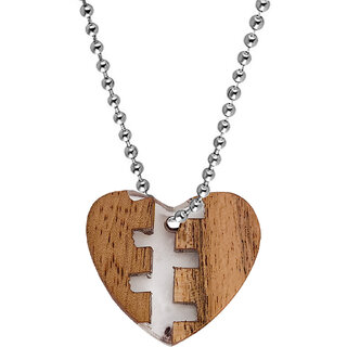                       M Men Style Heart Shape  Wood Resin  Jewelry Natural  Wooden  White  Acrylic Wood  Pendant  Chain                                              