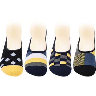                       Bonjour Men's Cotton Designer Loafer Socks -Pack Of 4                                              