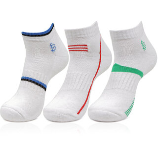                       Bonjour Men's Cushioned White Secret Length Sports Socks-Pack Of 3                                              