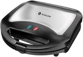 Singer Grande 750-Watt Sandwich Toaster with Non-stick Coated Fixed Plates - Black