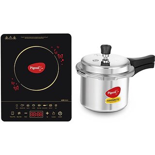 Pigeon Acer Plus Induction Cooktop with IB 3 Ltr Pressure Cooker 2020 Combo(Black, Touch Panel)