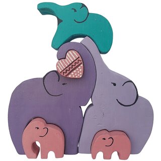                       KRIDA - Wooden Hearty Elephants (Set of 5)                                              