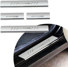 Sca Car Silver Colour Door Sill Plate Non-led Stainless Steel Footstep Scuff Plate for Honda Amaze all Model Set of-4
