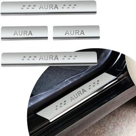 Sca Car Silver Colour Door Sill Plate Non-led Stainless Steel Footstep Scuff Plate for Hyundai Aura all Model Set of-4
