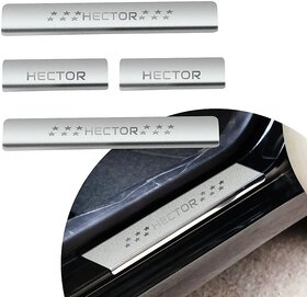 Sca Car Silver Colour Door Sill Plate Non-led Stainless Steel Footstep Scuff Plate for MG Hector all Model Set of-4