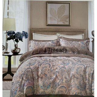                       Threads Super cotton double bed sheet with 2 Pillows                                              