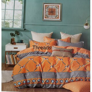                      Threads Super cotton Fitted double bedsheets with two Pillows                                              