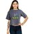 Happy Things Funky YOLO Graphic Grey Oversized Crop Top for Casual I for Women and Girls