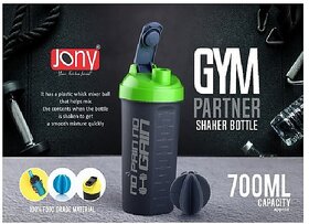 JONY GYM PARTNER SHAKER BOTTLE 700 ML ( COLOUR MAY VARY ) WITH SS WIRE BLENDING BALL