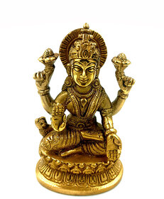 Arihant Craft Hindu Goddess Lakshmi Idol Laxmi statue Maa Lakshmi Sculpture Hand Work Showpiece  13 cm (Brass, Gold)