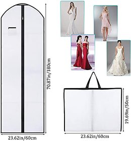 Wedding Evening Dress Garment Bags,180cm Protector Folding Non-woven Clothes Cover Bag with Pocket and Handle, Breathabl