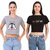Printed Combo of 2 Crop TOPS of 170 GSM with Bio-Wash 100 Cotton Fabric Tshirts