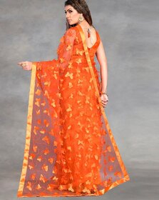 Pushpa Sarees Orange  Color Designer Net Saree  Pushpa Sarees Go Tradition Original
