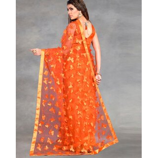                       Pushpa Sarees Orange  Color Designer Net Saree  Pushpa Sarees Go Tradition Original                                              