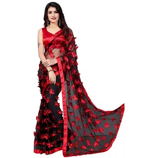                      Pushpa Sarees Red  Color Designer Net Saree  Pushpa Sarees Go Tradition Original                                              