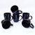 Coffee Tea Mugs Cups Set of 6 Studio Pottery Ceramic (Black, 300 ml Each) | Tea | Hand Glazed & Handmade