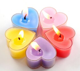 Heart Shape Fragrance Tealight Candles Burning Time 4 to 5 Hours (pack of 5 pcs, Multi Color)