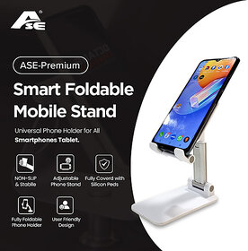 Digibuff Premium Smart Foldable Mobile Stand for Table and Bed, Height Adjustable Universal Phone Holder for All Smartphones Tablet