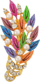 Brass Goldplated Flower design Sareepin Dupatta Pin Brooch unisex (MM3637SPDM)