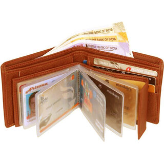 Eaglebuzz Tan Leatherite Bi-fold Wallet with 9 ATM Card Holder