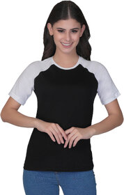 Melfort Half Sleeve Cotton T-Shirt for Women Black  White