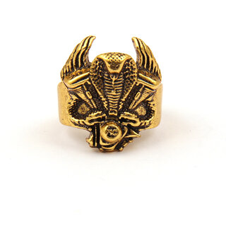                       Pearlz Gallery Gold Plated Venomous Cobra Brass Ring for Boys and Men                                              