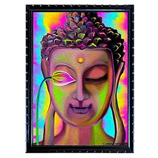 Emperor Art Gallery Lord Buddha Religious Wall Decor Print for Home and Office # Wood Frame# (Size 18 x 13.08)