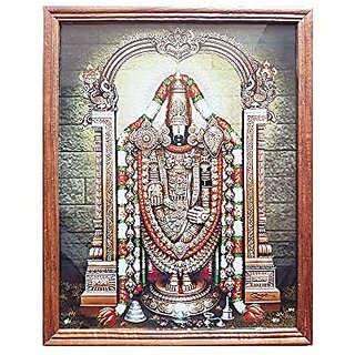                       Mperor Emperor Art Gallery  God Venkateswara Swamy Original Teak Wood Photo Frame (13.1 X 10.3 Inch)                                              