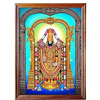                       Emperor Art Gallery  God Venkateswara Swamy Photo Frame # Original Teak Wood Frame # Size (12.6 x 9.1)Inches #                                              
