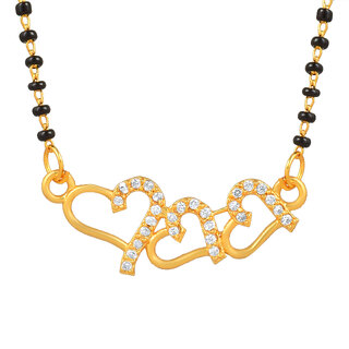                       MissMister Brass Micron Imitation Diamond Linking Heartshape Mangalsutra Women Fashion Jewellery (MM7818MSHR)                                              