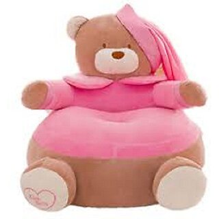 KIDS WONDERS Baby Teddy Soft Sofa Seat  Comfortable Soft Cushion Sofa (Brown-Pink Teddy)