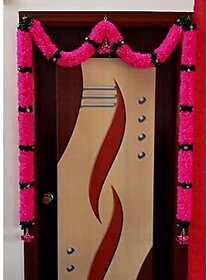 ABE Marigold Look Artificial Flowers Heavy Pink Door Hanging Toran Bandhanwar for Diwali and Home Decoration LxB 4ft x8cm (Pink and Green)
