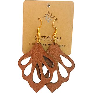Divian Trendy Grid Drop PU Leather Earrings For Womens and Girls