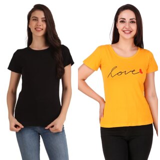                       Cotton Combo of 2 Regular T-SHIRT, One Plain and ONE Printed Regular T-SHIRT in 170 GSM With Bio-Wash 100 Cotton Fabric                                              