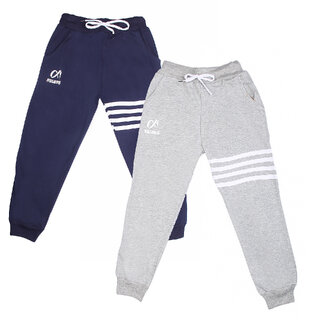                       ATLANS KIDS BOYS GREY NAVY COTTON BLEND TRACKPANT PACK OF 2                                              