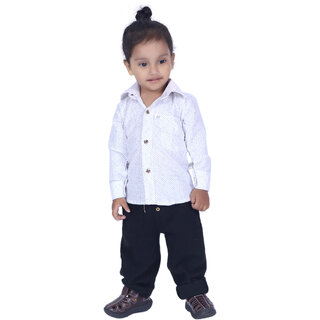 Kid Kupboard Cotton Full-Sleeves Shirt For Boys (Pack of 1, White)