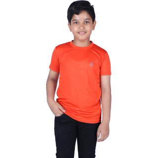                       Kid Kupboard Pure Cotton Half-Sleeves T-Shirt For Boy's (Dark Orange, Pack of 1)                                              