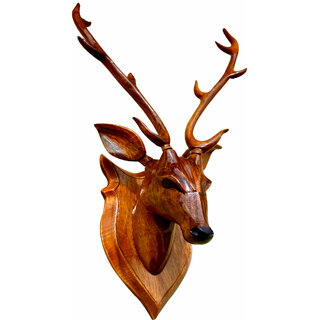                      BK . ART  CRAFTS -Home decor item DEER HEAD45 cm high (after fitting)   wooden handicraft showpieces  product for wa                                              