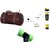 Combo of Brown Leather Gym Bag with Gloves and Spider Shaker Yellow Gym Fitness Kit New Yellow Shaker