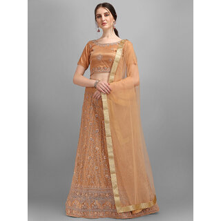                       Peach Net Lehenga Choli                                              