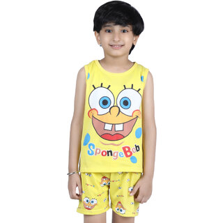                       Kid Kupboard Cotton Sleeveless T-Shirt and Short For Boys  Yellow  Pack of 1                                              