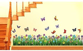 Decals Design and Walking in The Garden Flower and Wall Sticker (PVC Vinyl 70 cm x 25 cm) Multicolour