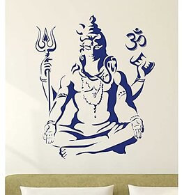 Decals Design  and Lord Shiva Om Meditating and Wall Sticker (PVC Vinyl 50 cm x 70 cm Blue)