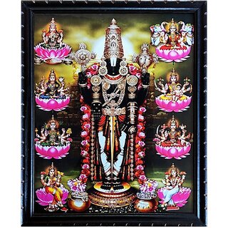                       Mperor God Venkateswara Swamy With Lakshmi Photo # Wood Frame # Size(17.5 X 13.4 ) Religious Frame                                              
